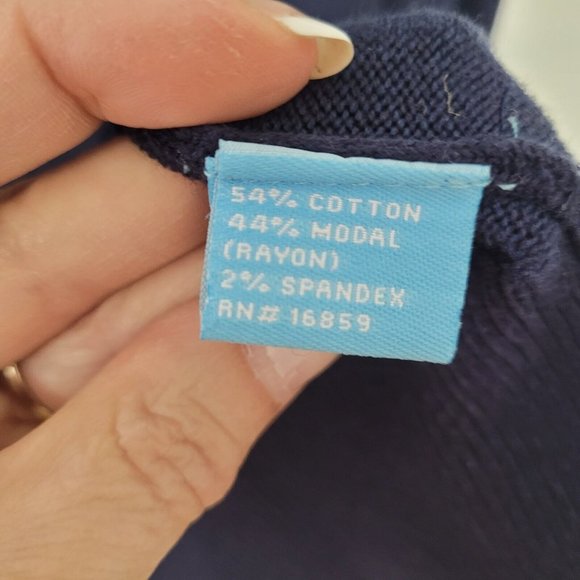 J McLaughlin Sweater Men L Long Sleeve V-Neck Classic Office Teacher Navy‎ Blue - Picture 6 of 12